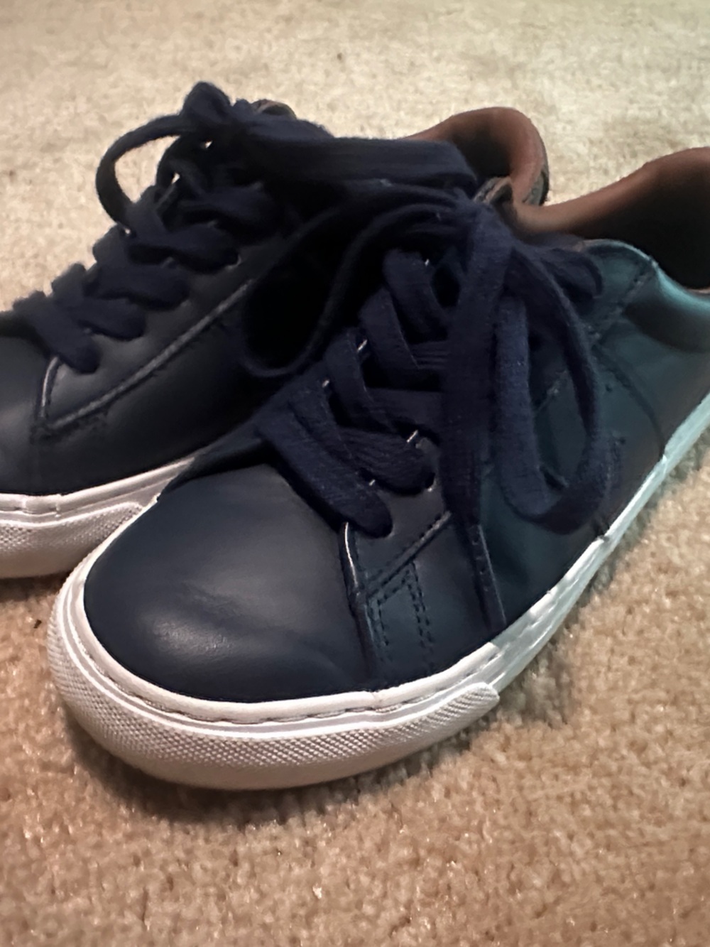 Polo Ralph Lauren Navy Blue Leather Lace-Up Sneakers